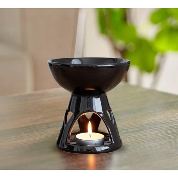 Black Ceramic Candle Wax Warmer Oil Burner Tart Melter Aromatherapy Diffuser - Picture 12 of 12
